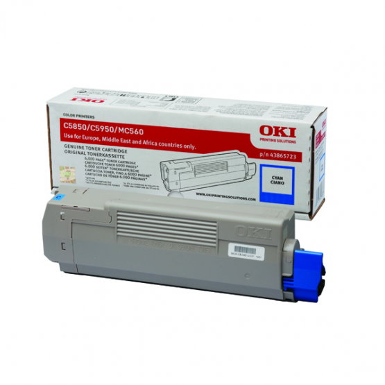 Oki C5850 Cyan Original Toner Cartridge (43865723) 